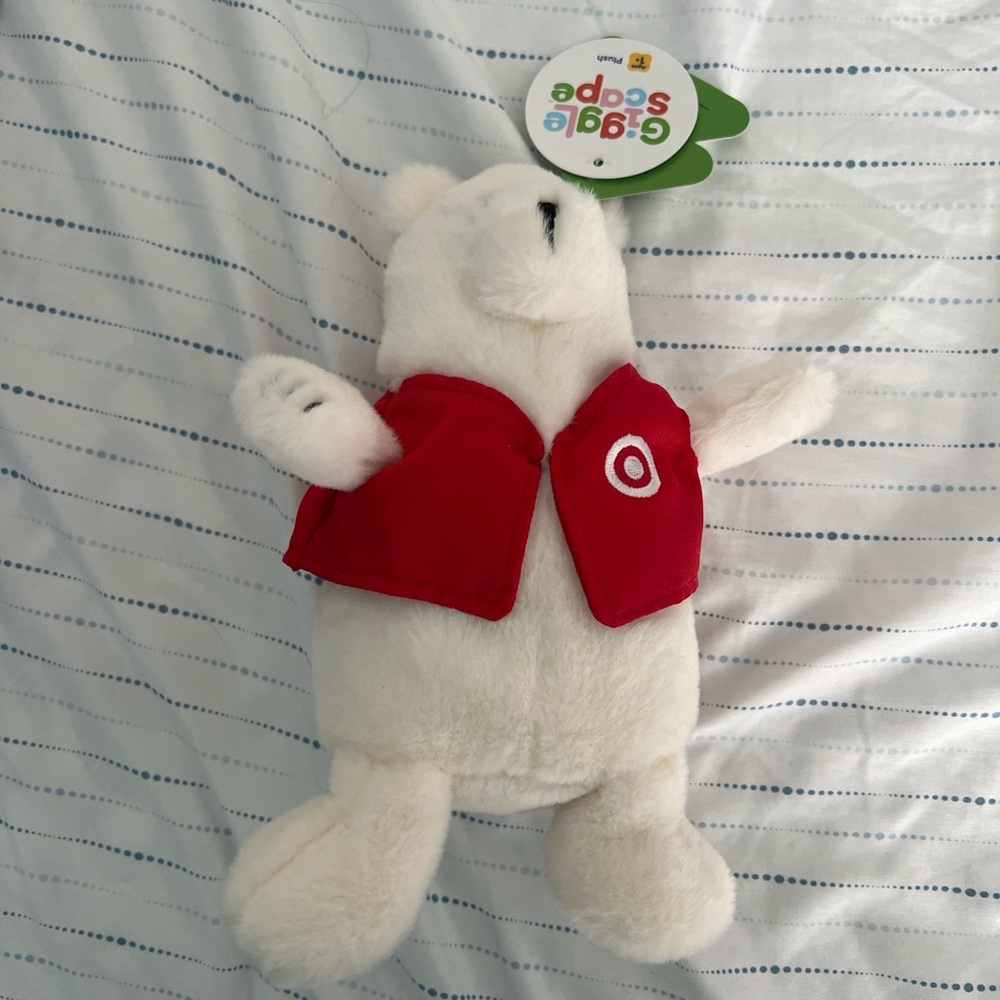 Polar bear with target vest plushie